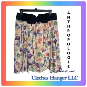 ANTHROPOLOGIE Edme & Esyllte Poststamp Lines Skirt Black & Beige Size 8